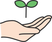 葉っぱを持つ人の手